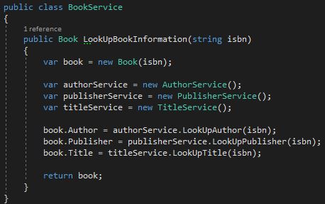 Implementation of the BookService class