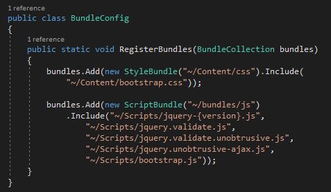Adding CSS and Javascript Bundles to the BundleConfig class