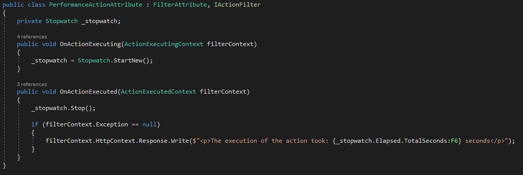 Implementation of the PerformanceAction attribute