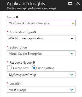Create a new Application Insights instance to Monitor VMs
