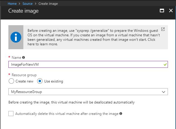 Create the image from your VM