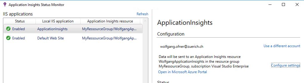 Enable Application Insights Status Monitor on your VM