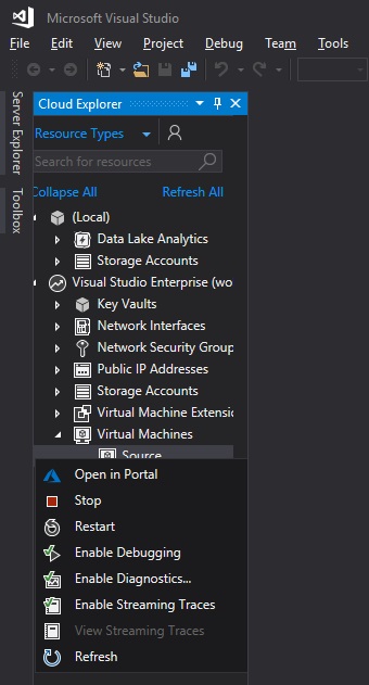 Enable remote debugging on your VM in Visual Studio