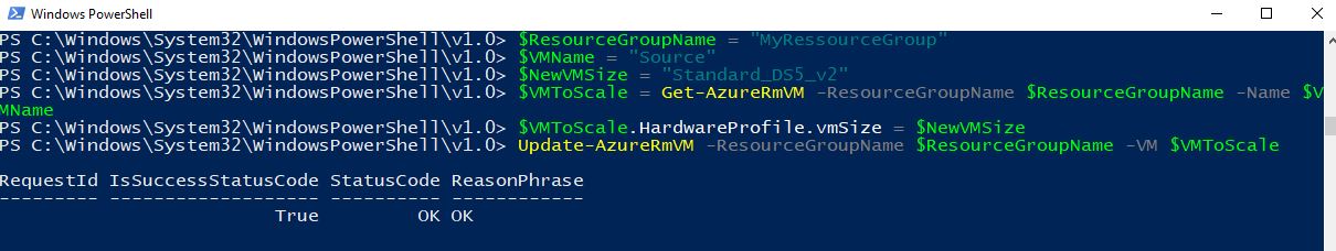 Scale your VM using PowerShell