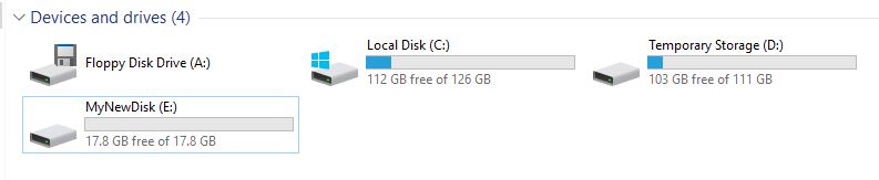 The Windows Explorer with the new mapped disk