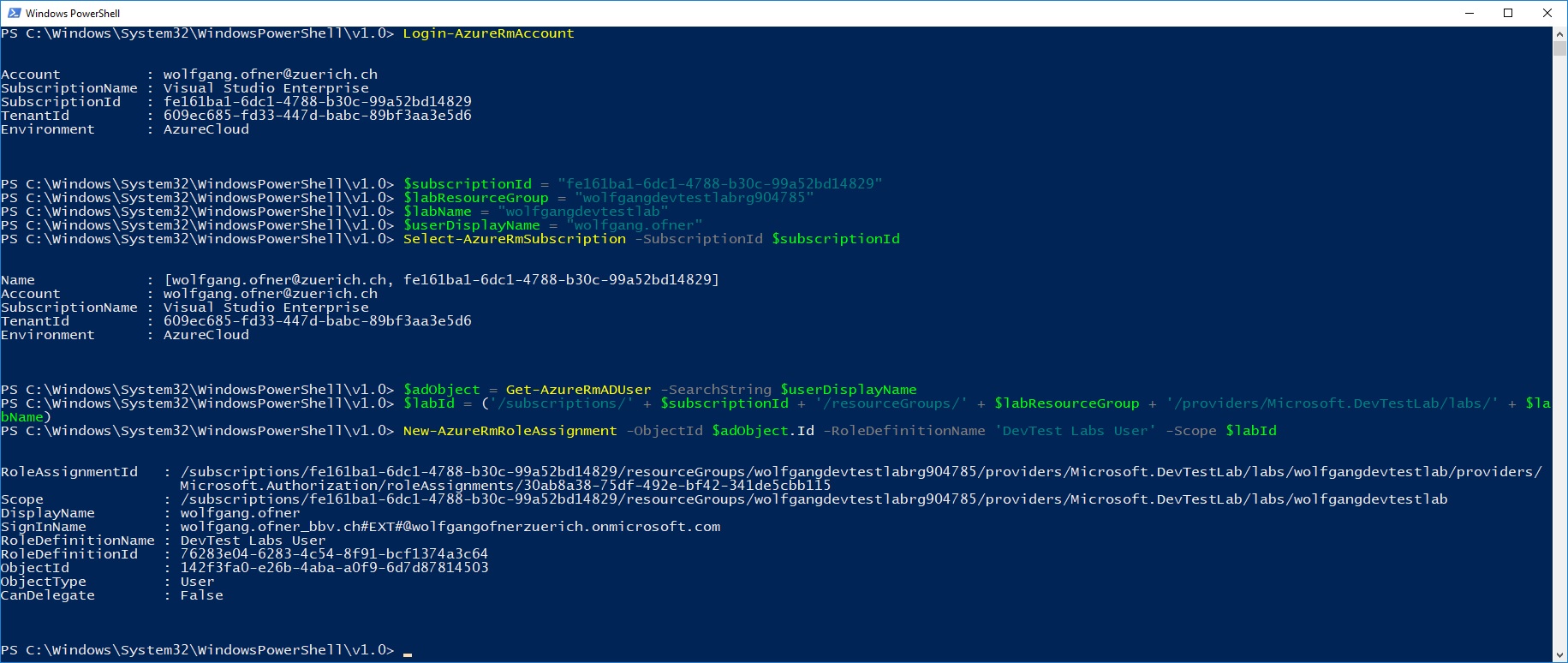 Add a user to your lab with PowerShell