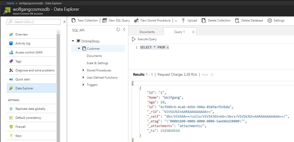 Create a query in the Azure portal using SQL