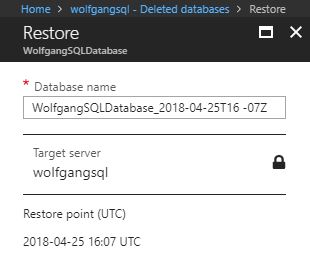 Restore the deleted Azure SQL database