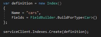 Create an index object for the search