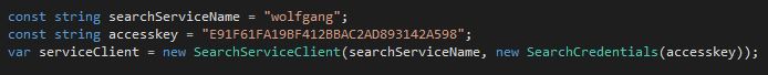 Set up the connection to the Azure Search Service account