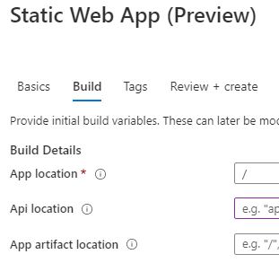Configure the location of the app and api