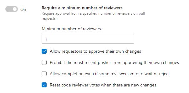 Configure the minimum number of reviewers