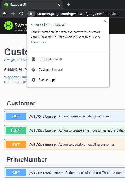 A valid SSL Certificate got created