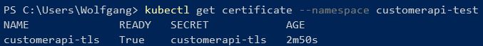 The SSL Certificate got added to the Namespace