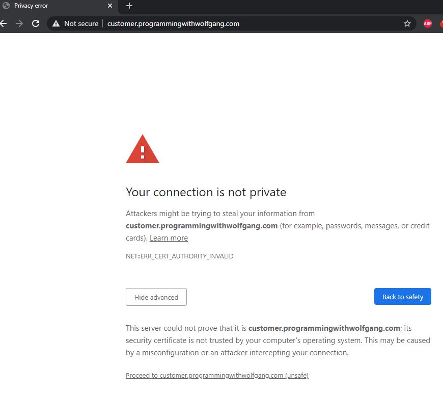The SSL Certificate is not valid