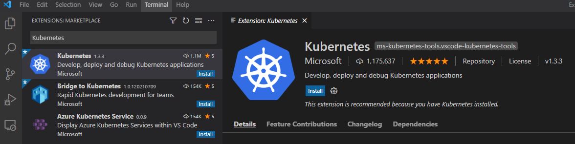 Install the Bridge to Kubernetes Extension